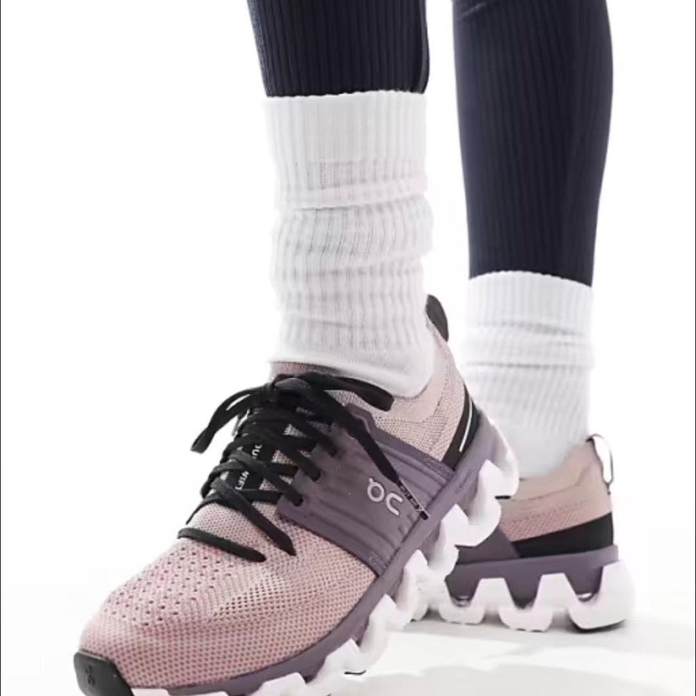 Pink and Black Athletic Shoes with Dynamic Sole Design